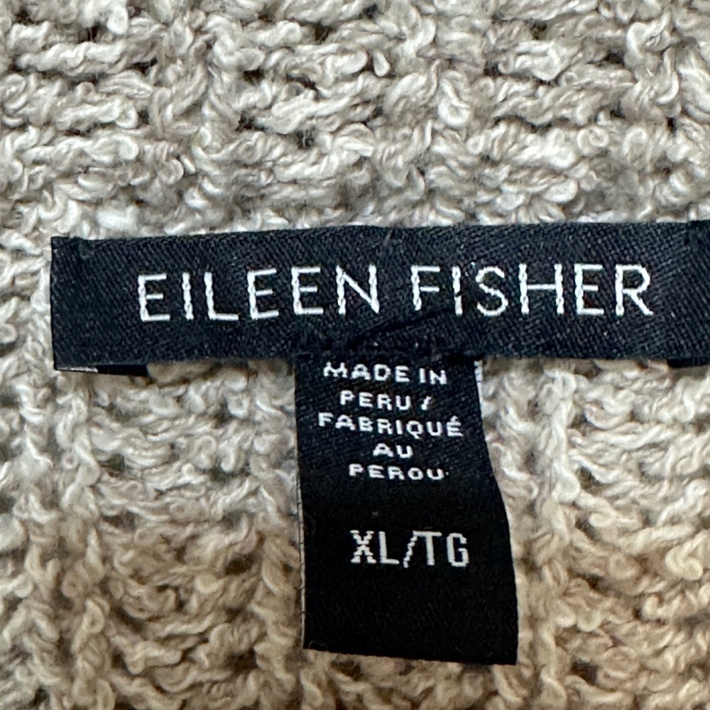 Eileen Fisher Open Knit Sweater Womens XL 100% Organic Cotton Mock Neck Neutral - Picture 4 of 7